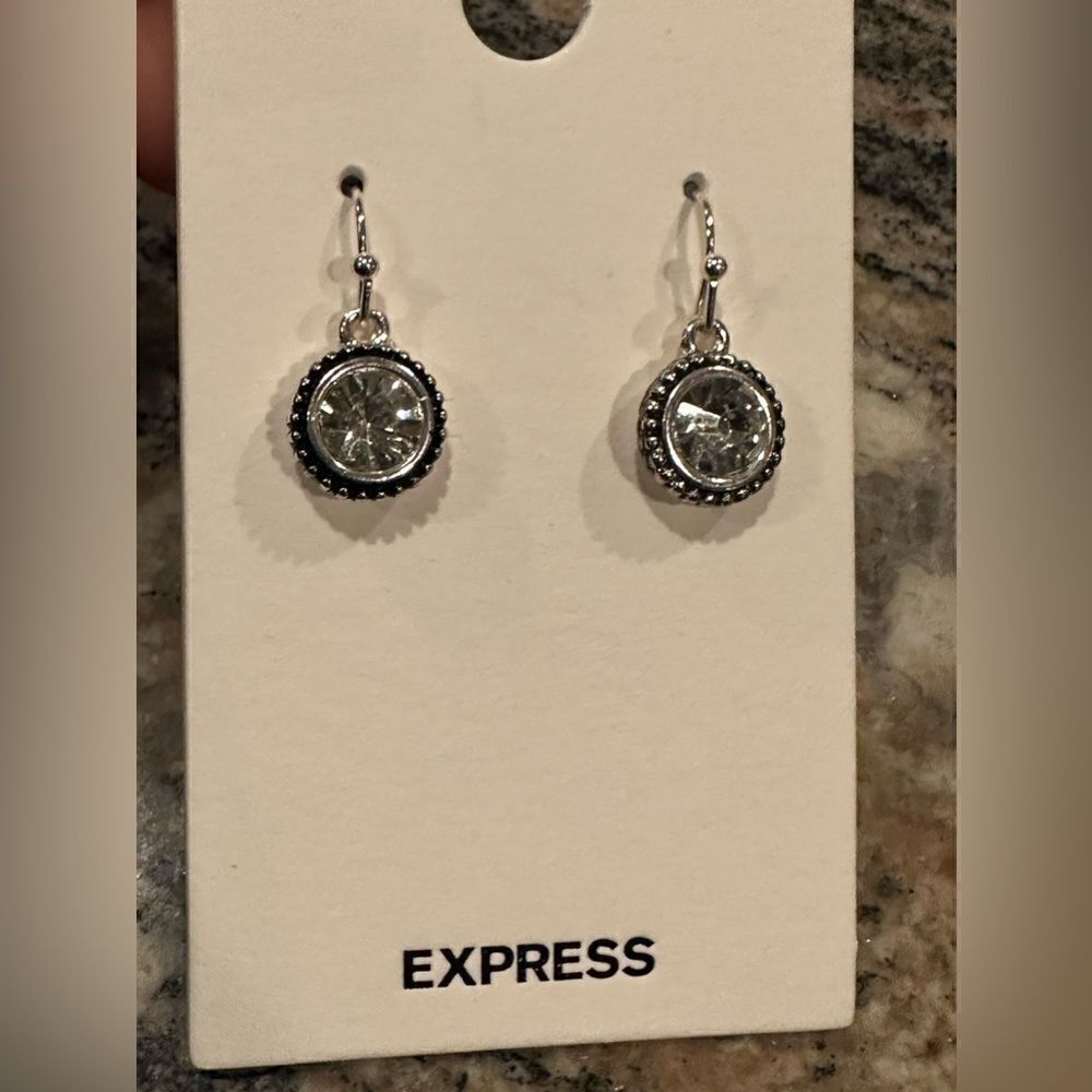 Express bling dangle fish hook circular earrings